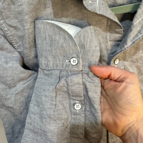 Rag & Bone Mens Button Up Long Sleeve Gray Cotton Blend Shirt Fit 1, Neck 14.5 - Picture 4 of 8